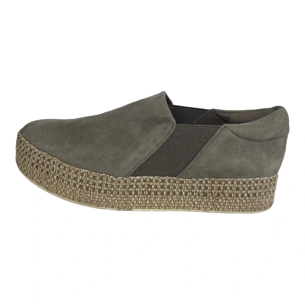 Vince Espadrille Platform‎ Slip-on Sneakers Gray Suede Size 7.5 / 37.5